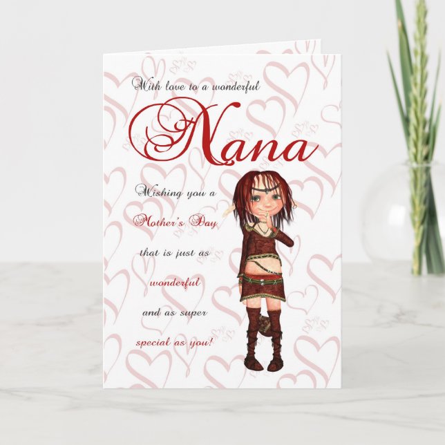 Tarjeta del día de madre de Nana con poco duende (Anverso)