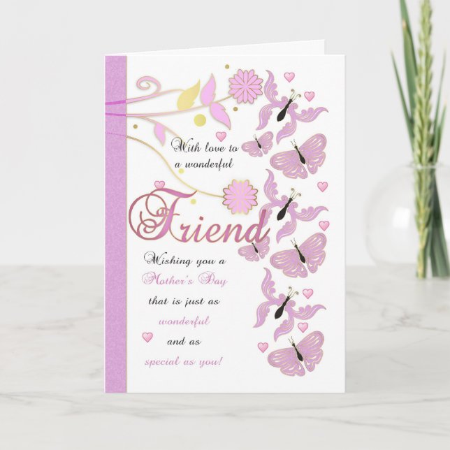 Tarjeta del día de madre del amigo con las flores (Anverso)