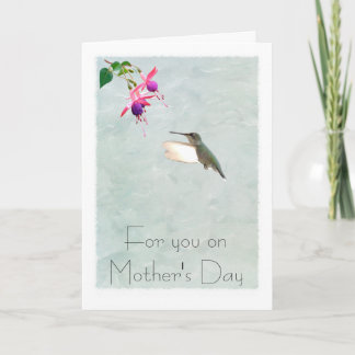 Tarjeta del día de madre del colibrí y del fucsia