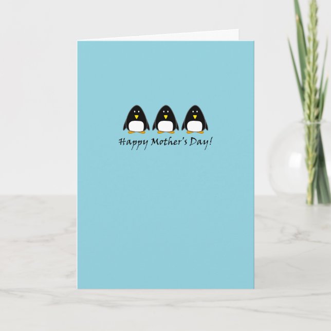 Tarjeta del día de madre del pingüino (Anverso)