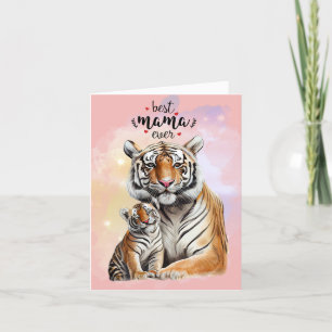 Tarjeta del día de madre tigre y madre bebé