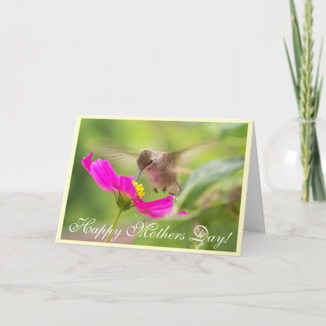 Tarjeta del día de madres del colibrí (Anverso)