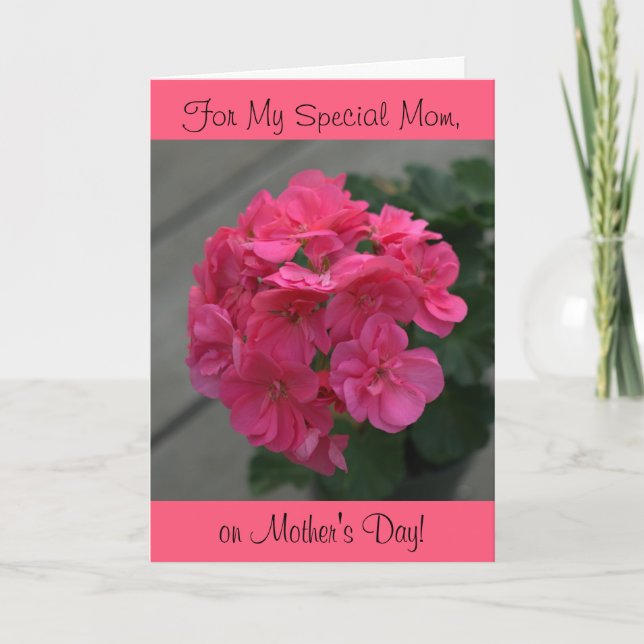 Tarjeta del día de mi madre especial Rosa Geranium (Anverso)