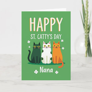 Tarjeta del día de Nana de gato de oro falso