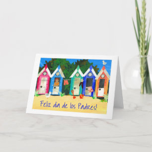 Tarjeta del día de padre de las chozas de la playa