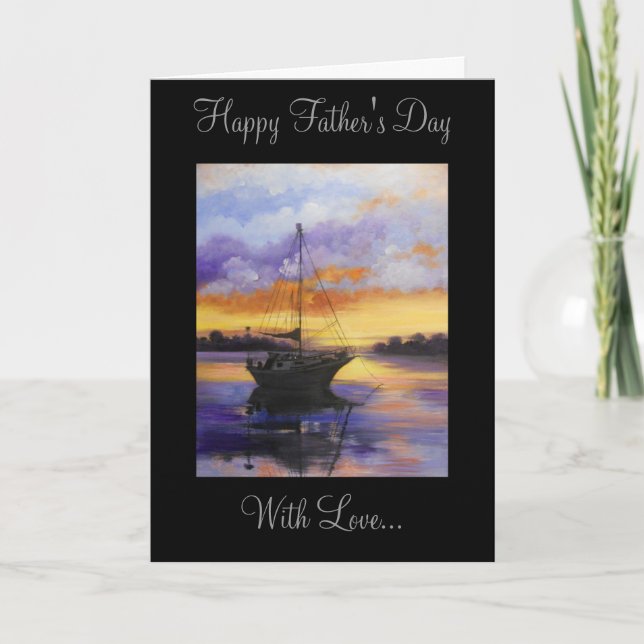 Tarjeta del día de padre del barco de vela (Anverso)