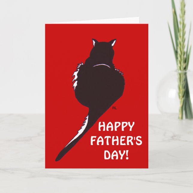 Tarjeta del día de padre del gato negro (Anverso)