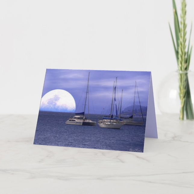 Tarjeta del día de padre del río de la luna con (Anverso)