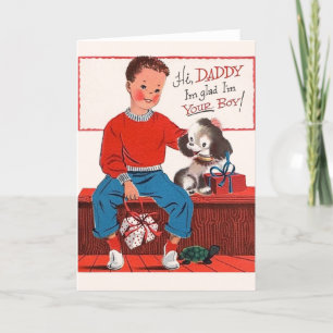 Tarjeta del día de padre del vintage del hijo