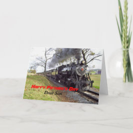 Tarjeta del día de padre, para el hijo, tren del