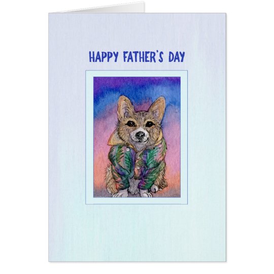 Tarjeta del día de padre, perro del Corgi en una