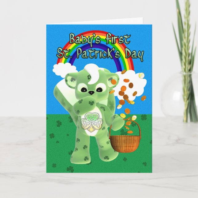 Tarjeta del día de primer St Patrick del bebé, con (Anverso)