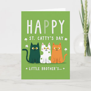 Tarjeta del Día de San Gatito con Rayas Verdes