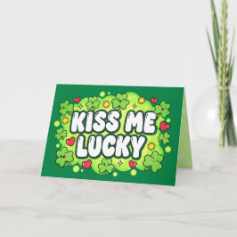 Tarjeta del Día de San Patricio Bésame con Suerte