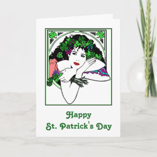 Tarjeta del Día de San Patricio con la dama de Bon