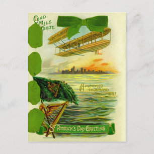 Tarjeta del Día de San Patricio de Avión Antiguo