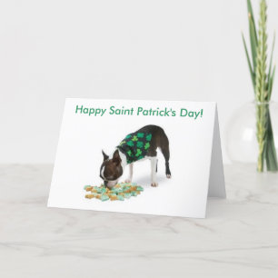 Tarjeta del Día de San Patricio de Boston Terrier