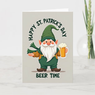 Tarjeta del Día de San Patricio de Cerveza de Gnom