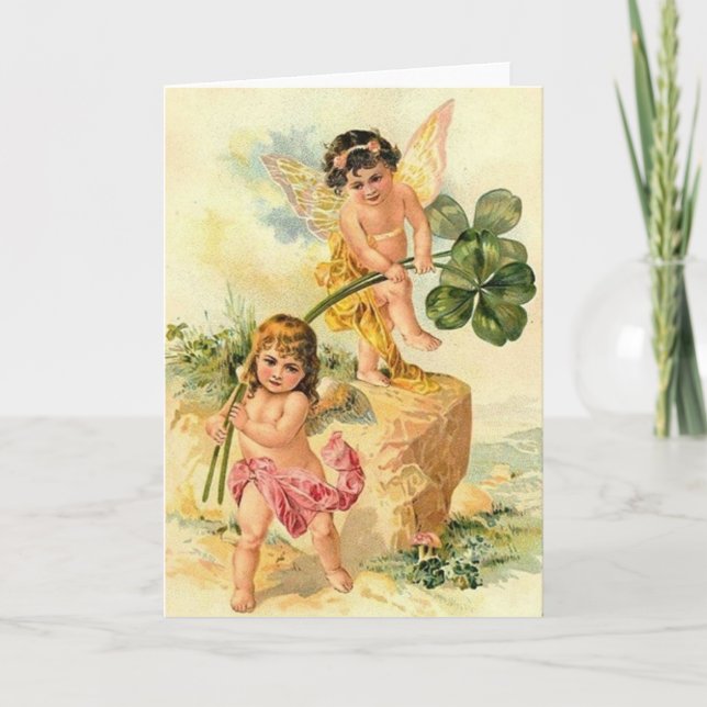 Tarjeta del Día de San Patricio de Cherubs (Anverso)