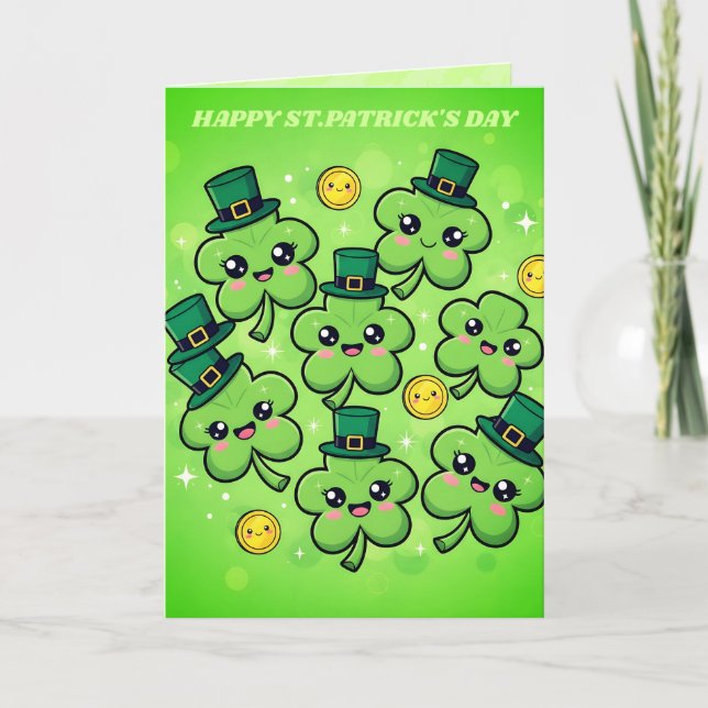Tarjeta del Día de San Patricio de Clover Cutie (Anverso)
