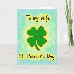 Tarjeta del Día de San Patricio de Esposa con Tréb