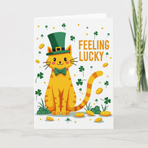 Tarjeta del Día de San Patricio de Gato Naranja Af