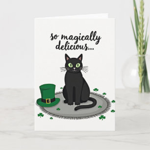 Tarjeta del Día de San Patricio de Gato Negro Afor