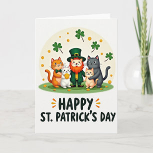 Tarjeta del Día de San Patricio de Gatos Shamrock