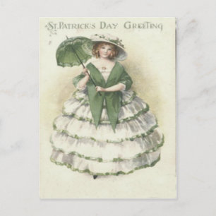 Tarjeta del día de San Patricio de mujer victorian