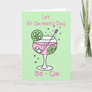 Tarjeta del Día de San Patricio de Pink Gin