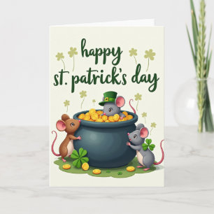 Tarjeta del Día de San Patricio de Ratones Afortun