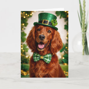 Tarjeta del Día de San Patricio de Setter Irlandés