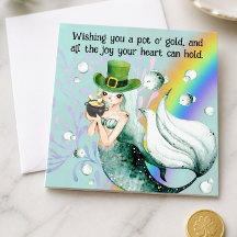 Tarjeta del día de San Patricio de Sirena y Olla d