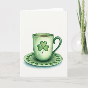 Tarjeta del Día de San Patricio de Taza de Té Afor