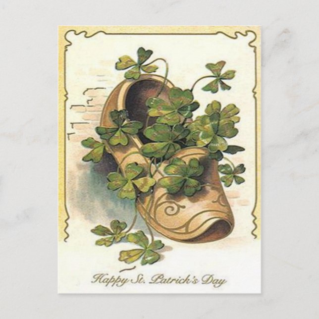 Tarjeta del día de San Patricio de zueco de trébol (Anverso)