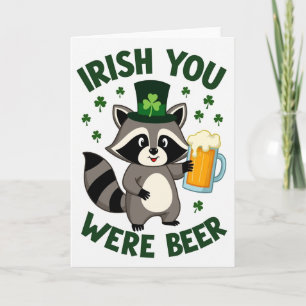 Tarjeta del Día de San Patricio del Mapache Afortu