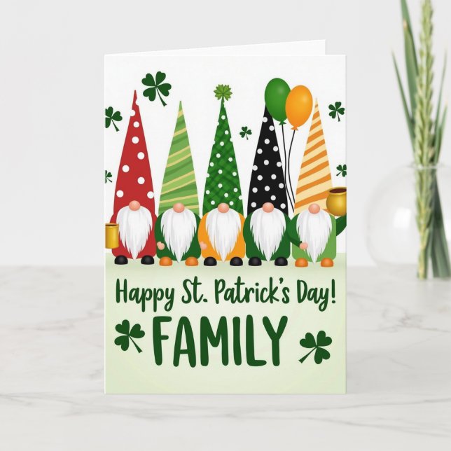 Tarjeta del Día de San Patricio Feliz de la Famili (Anverso)