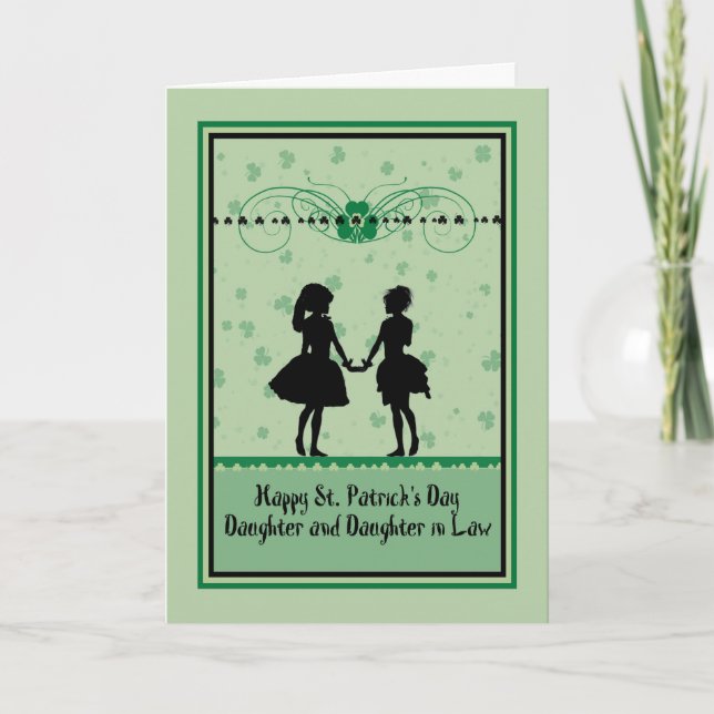Tarjeta del Día de San Patricio, Hija y Hija en la (Anverso)