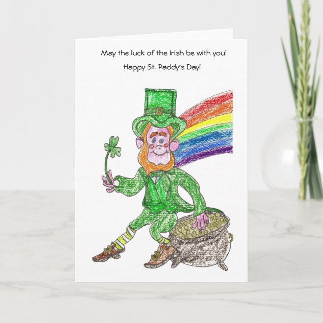 Tarjeta del Día de San Patricio Lucky Leprechaun (Anverso)
