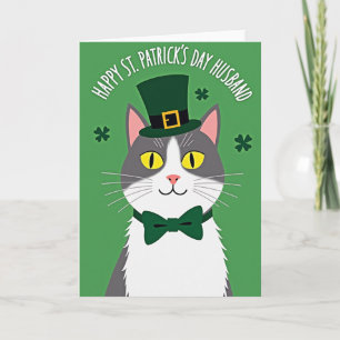 Tarjeta del Día de San Patricio para Esposo Gato A