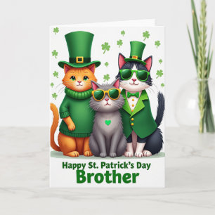 Tarjeta del Día de San Patricio para gatos felices
