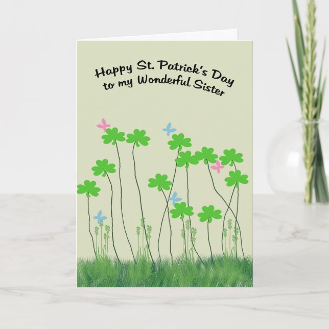 Tarjeta del Día de San Patricio para Hermana con S (Anverso)