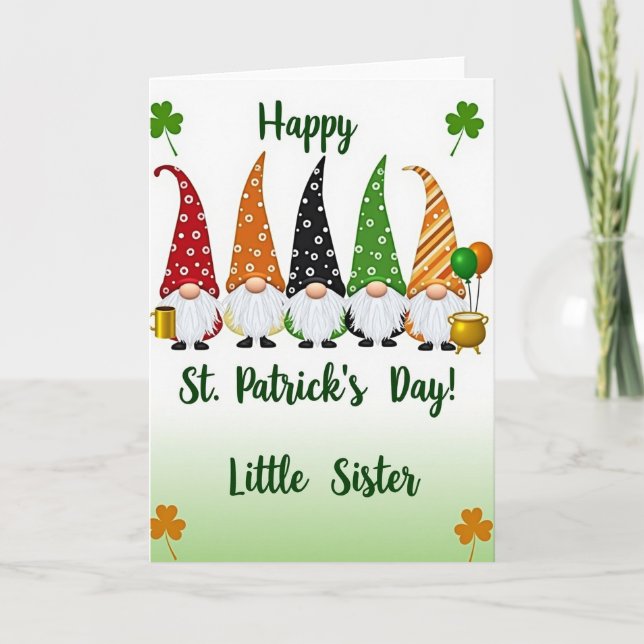 Tarjeta del Día de San Patricio para Hermana Menor (Anverso)
