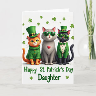 Tarjeta del Día de San Patricio para Hija con Gato