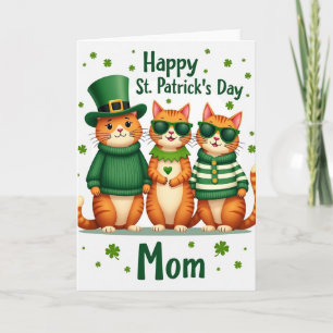 Tarjeta del Día de San Patricio para Mamá con Gato