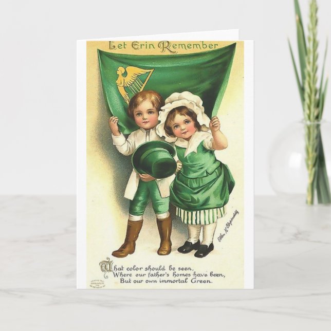 Tarjeta del Día de San Patricio para Niños Irlande (Anverso)