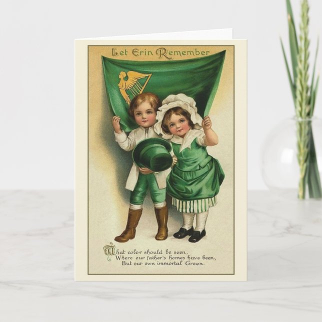 Tarjeta del Día de San Patricio para Niños Irlande (Anverso)