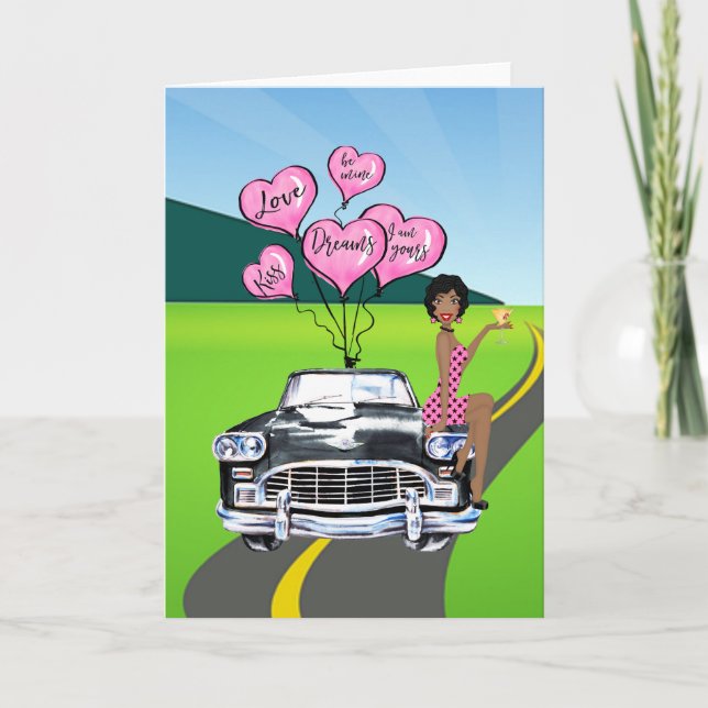 Tarjeta del Día de San Valentín Afroamericana (Anverso)