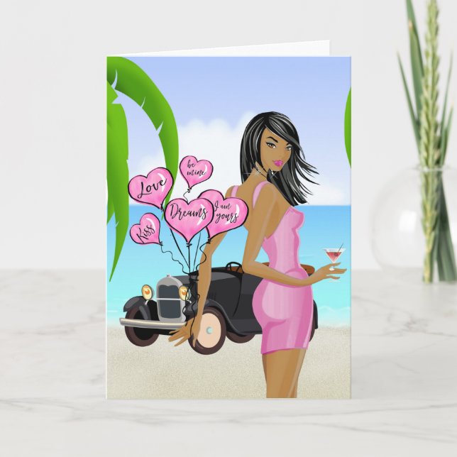 Tarjeta del Día de San Valentín Afroamericana (Anverso)