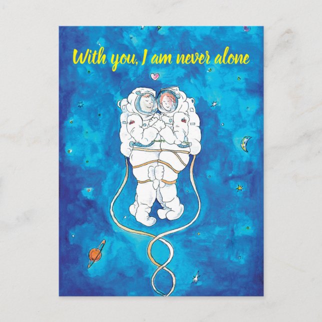 Tarjeta del Día de San Valentín Astronautas Amoros (Anverso)